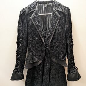 Elegant Black Velvet Women's Coat